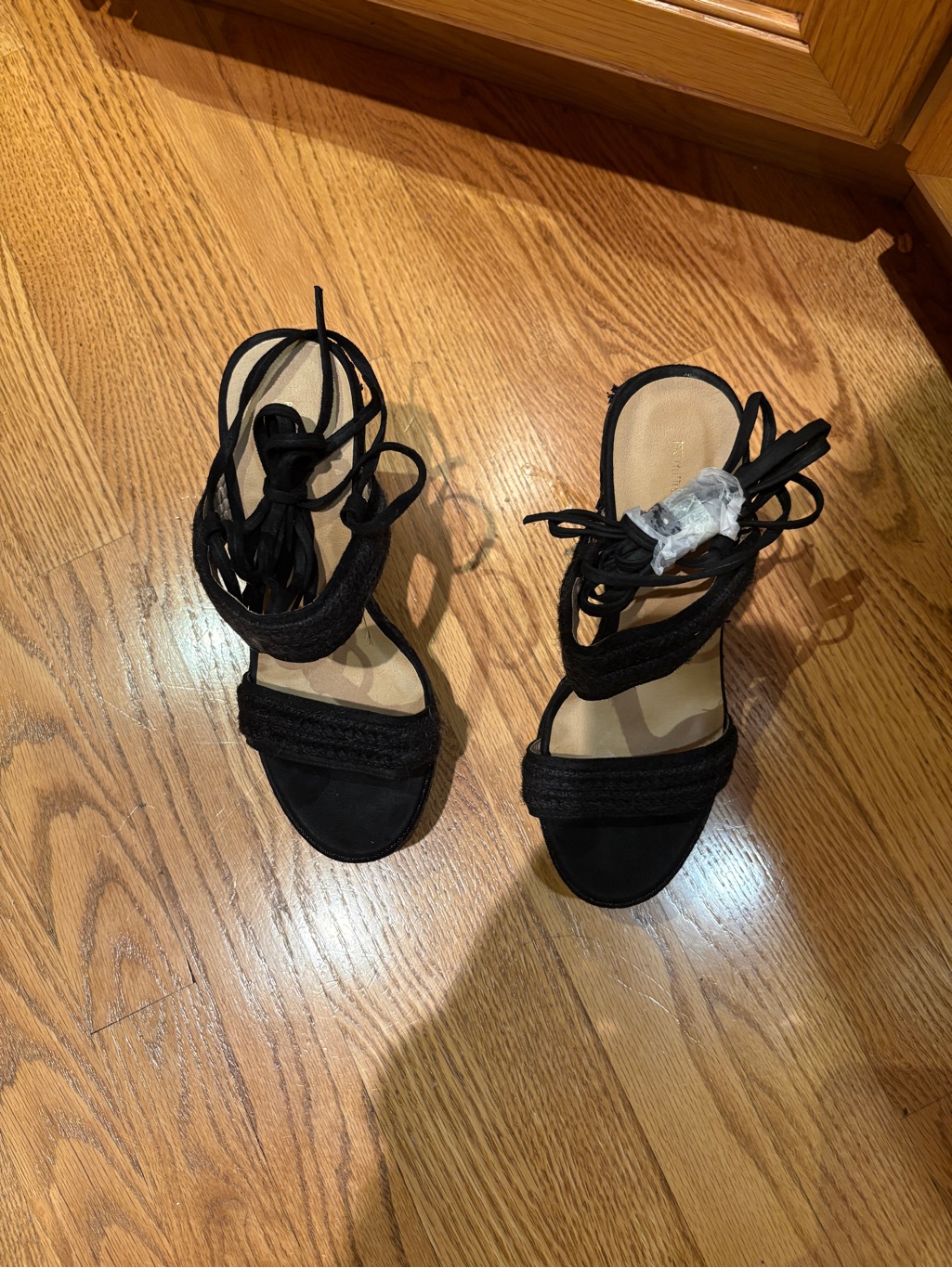 Prettylittlething Black Lace-Up Heeled Sandals